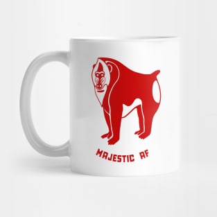 Mandrill monkey. Funny majestic dude. Stylized design, red ink Mug